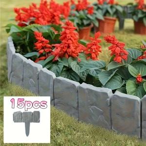 TEMU 15개 세트 헤비듀티 플라스틱 정원 펜스 패널 - 간편 조립 야외 잔디 및 조경 경계, 내구성 픽켓 펜스 (채소밭, 화단, 프라이버시 파티션용, 저유지보수 디자인)