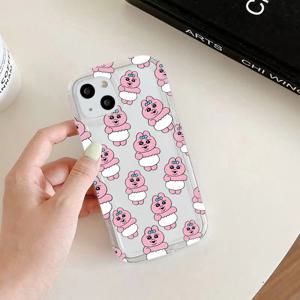 TEMU 아이폰 16, 15, 14, 13, 12, 11 프로 맥스 미니 XR XS X 7 8 플러스에 적합한 창의적이고 귀여운 추상 카툰 토끼 오판추 폰 케이스, 충격 흡수 공기 쿠션 및 소프트 TPU 뒷면을 특징으로 합니다.