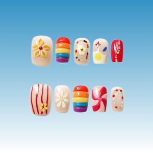 TEMU 10개 세트 그라데이션 코딩 - 작은 꽃 흰색 달빛 고양이 눈 하이엔드 입체 엠보싱 아이스 투명 웨어러블 인조 네일 - 간편하고 패셔너블한 디자인, 정교한 장인 정신, 재사용 가능 - 젤리 글루 및 네일 포함