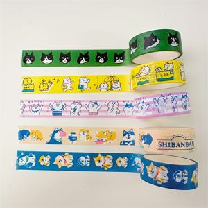 TEMU 귀여운 시바 인우 디자인으로 장식하기에 완벽한 귀여운 만화 고양이와 강아지들이 있는 일본 스타일 플래너 테이프 5개입