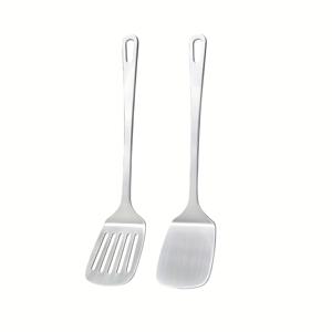 TEMU 2개입 - 스테인리스 스틸 스파츌라 세트, 실버 스테이크 스파츌라, 솔리드 스파츌라, 논스틱 조리 기구, 주방용품, 식기세척기 사용 가능, 세척 용이