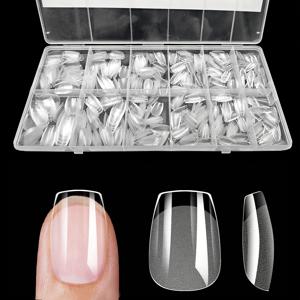 TEMU 600개 럭셔리 인조 네일 팁 | 알몽골, 코핀, 스틸레토, 타원형, 사각형 모양의 소프트 젤 손톱 팁 세미 매트 캡슐 | 투명하고 광택 있는 마감, ABS 소재, 여성용 풀 커버 익스텐션 및 네일 익스텐션 용품|네일팁