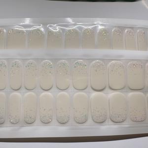 TEMU 스위트 스타일 펄 화이트 젤 네일 스티커 - 여성용 자가 접착 레진 프레스온 인조 손톱, 고광택 마감, 여행, 파티 및 일상복에 적합 - 네일 파일, 네일 스티커, 파티 액세서리 포함