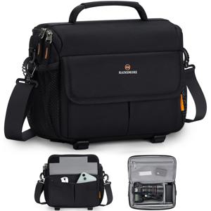 TEMU 레인모어 DSLR SLR 미러리스 카메라용 소형 슬링백, 삼각대 홀더 포함 컴팩트 사진가용 캐리어 가방 블랙