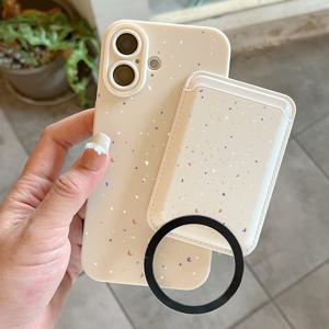 TEMU 아이폰 16 럭셔리 고급 가죽 충격방지 풀커버 컬러풀 도트 패턴 자석 폰케이스 1개 + 고품질 인조 가죽 자석 카드 클립 1개 (아이폰 15 14 13 12 11 Pro Max XS XR 7 8 PLUS SE KM1 호환) - 1~3장의 신용카드, 신분증, 카드 수납 가능