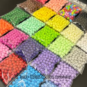 TEMU 1039개 6mm/0.236인치 25가지 색상 조합 천연색 라운드 아크릴 비즈, 주얼리 만들기 DIY 핸드메이드 팔찌 목걸이 휴대폰 체인 공예용품