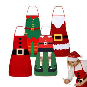 TEMU 크리스마스 앞치마 4개 세트, 크리스마스, 할로윈, 추수감사절 파티를 위한 거실, 주방, 야외 공간 장식에 적합한 산타클로스와 엘프 디자인, 크기.47X28.34인치