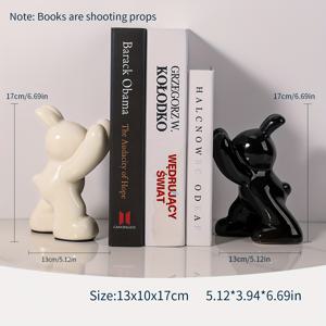 TEMU 컬렉터블 피규어 이스터 세트 2개, 세라믹 우아한 크림 스타일 토끼 북엔드, 이스터 스탯 장식, 데스크탑 책장 북엔드, 거실 현관 캐비닛 홈 데코 장식, 심플한 장식. 데스크탑, 책장, 현관, 벽난로 장식용 봄 장식, 이스터, 발렌타인데이, 크리스마스, 새해, 결혼식, 생일 파티 장식에 적합|책장