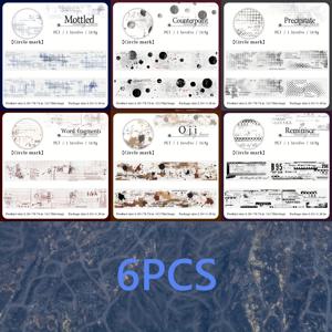 TEMU 6 롤 세트의 모티드 콜라주 테마 PET 테이프 콤보 - 방수, 접착제 - DIY 스크랩북 및 폰 케이스, 사진 프레임, 일기, 미적 사무용품, 마스킹 테이프, 스크랩북, 사진 프레임, 머그, 일기 용지에 적합합니다.