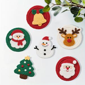 TEMU 6개 세트 크리스마스 테마 [10.5 * 10.5cm/4.13 * 4.13인치]/[13cm * 13cm/ * 인치] 포크 자수 코스터, 모던 동물 풍경 포크 자수 DIY 재료 패키지, 수제 포크 자수 펜싱 바늘 공예 세트