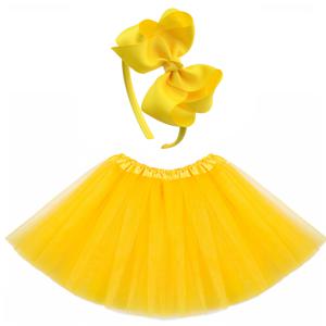 TEMU 귀여운 리본 머리띠, 3단 메시 튜튜 스커트, 2pcs/세트 의상 세트, 스커트 탄성 허리 3단 메시, 스커트 길이 30Cm (안감 없음), 발레 댄스 공연, 생일 파티에 적합|댄스복