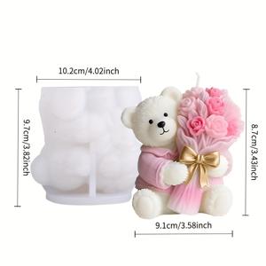 TEMU 꽃을 위한 작은 곰돌이 모양의 실리콘 몰드. 정교한 3D 질감으로 쉽게 분리되고 모양을 유지합니다. 수제 양초 또는 석고 장식을 만들 수 있으며, 점토 실리콘 몰드에 적합합니다. 완벽합니다.