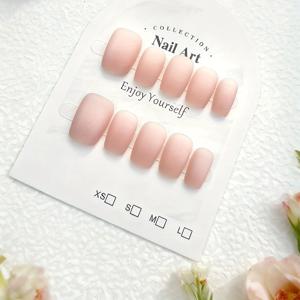 TEMU 10개입 숏 발레 프레스온 네일 세트 - 소프트 핑크 & 누드 매트 페이크 네일 키트, 여성용 쉬운 적용 살롱 퀄리티 매니큐어/페디큐어, 파티, 웨딩, 데일리 웨어용 숏 길이 인조 네일 (무광)