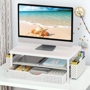 TEMU 스타일 모니터 스탠드 (서랍 및 사이드 펜 홀더 포함), 홈오피스/게이밍 세트업용 데스크 정리대, 컴퓨터 모니터 스탠드, 사무용품 및 액세서리, 전문가를 위한 깔끔한 전자제품 및 문구류|컴퓨터책상|모니터받침대