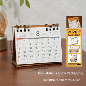 TEMU 2026 신제품 심플 더블 코일 플립 데스크 캘린더 데스크탑 장식 오피스 플래너 메모패드 캘린더 2025-2026 플래너