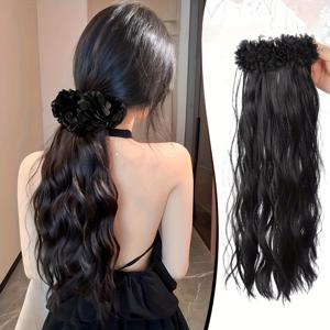 TEMU 곡선 포니테일 블랙 로즈 바나나