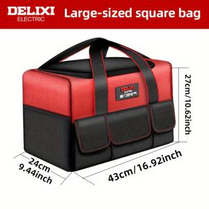 TEMU 델리시 전기 12/15/17인치 다기능 대용량 공구 가방 (1680D 옥스포드 원단, 멀티포켓, 헤비듀티), 더블 지퍼 풀, 더블 레이어 바닥, 홈/DIY/장비 보관용