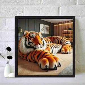 TEMU 모던 거실 창의적인 호랑이 모양 페인팅, 인조 동물 모피 질감 홈 데코 공예 키트, 크리스마스 선물, 생일 선물, 홈