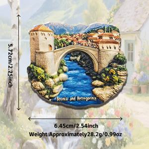 TEMU 모스타르 다리 모양의 보스니아 냉장고 자석, 3D 레리프 레진으로 제작, 창의적인 주방 장식에 완벽, 정교한 PVC 자석은 3차원적입니다.