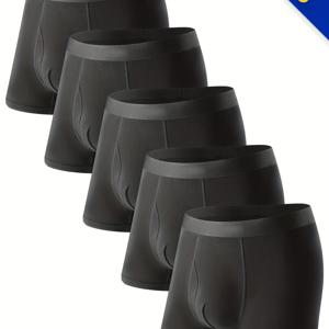 TEMU 남성용 박서 브리프 5팩 - 부드러운 착용감, 미드라이즈 앞개구리 박서 쇼츠, 솔리드 컬러 캐주얼 의류, 청소년 및 청년용 (세탁기 사용 가능) - 사계절용 대용량 팩