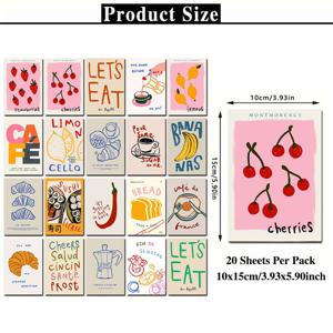 TEMU 20개 세트 연한 색상 레트로 엽서 & 카드보드 - 귀여운 음식 테마 낙서 아트 빈 카드, 반광택 변색 방지 DIY 스크랩북, 파티 장식, 우편 및 선물용, 빈티지 감성 (컵케이크)
