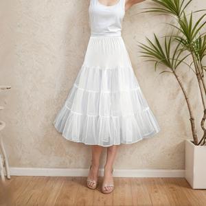 TEMU 여성용 가벼운 푹신한 속치마 - 웨딩, 브라이덜, 프롬, 파티 드레스에 적합한 긴 소프트 튤 페티코트, 원 사이즈