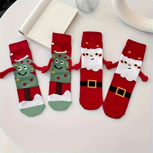TEMU 부드럽고 편안한 구미볼 디자인의 산타와 눈사람이 있는 크리스마스 양말 2켤레 세트입니다. 빨간색과 녹색의 겨울 테마로 가정 장식 및 가족 및 친구를 위한 선물로 이상적입니다. 따뜻한 착용감을 위한 이 축제 분위기의 양말은 완벽합니다.