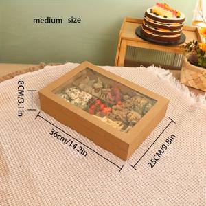 TEMU 스냅 뚜껑이 있는 4팩 헤비듀티 일회용 크래프트 종이 피크닉 박스 - 바베큐, 파티, 디저트, 과일 플래터 및 배달용 견고한 직사각형 테이크아웃 용기 - 목재 펄프 박스 대량 팩