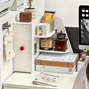 TEMU 유이미 모던 L자형 책장 - 부드러운 서랍, 공간절약형 수평/수직 L자형 선반, 간편 조립, 튼튼한 플라스틱 선반 유닛, 사무실, 서재, 침실 책상용 - 로우|책상