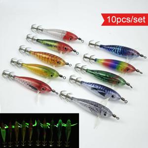 TEMU Avlcoaky 10개/세트 오징어 징 훅 오징어 우산 훅 발광 인공 미끼