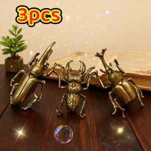 TEMU 3개 롱호른 베틀 메탈 조각상 | 자동차 대시보드, 책상, 책장, 커피 테이블 장식용 피규어 | 조경 가드닝 액세서리 | 크리스마스, 부활절, 할로윈 선물로 적합