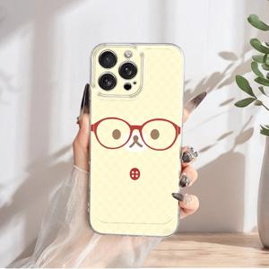 TEMU 노란색 귀여운 곰 휴대폰 케이스, 아이폰 17/16/15/14/13/12/11 프로 맥스/X/XS/XR/XS 맥스/7/8/6/6S 플러스/16E 호환, 카툰 투명 충격방지 풀바디 TPU 케이스, 심플한 패션 안티쇼크 소프트 보호 커버