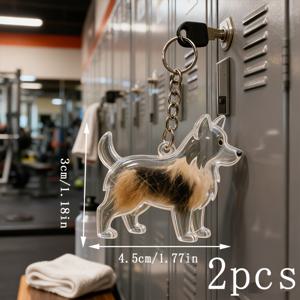 TEMU 귀여운 강아지 모양 플라스틱 키체인 2개 - 투명 먼지방지 캐리어, 키체인, 가방, 백팩용 - 강아지 종류별 귀여운 펫 액세서리 (품종 구분 없음)