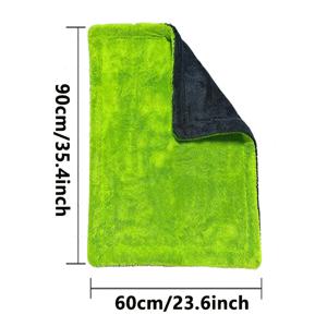 TEMU 1400GSM 헤비 듀티 SUV 트럭 건조 타월 | 초대형 48x24인치 양면 초극세사, 차량 세차를 위한 빠른 건조, 내구성 있는 구조, 높은 흡수력 및 스크래치 방지, 회색-녹색, 차량 유지 보수 및 캠핑에 적합