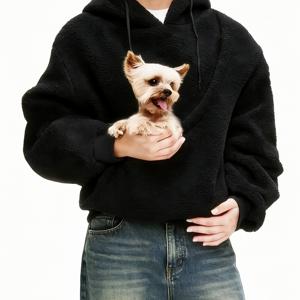 TEMU 크리스마스 플리스 후드티, 넉넉한 풀오버 스타일, 큰 앞면 포켓 특징, 남성용 디자인, 따뜻한 겨울 선물