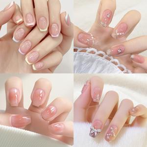 TEMU KISMIS 셀프네일팁 붙이는 네일아트 4종타입 x 24p 웨딩 네일팁 인조손톱 리유저블 네일 아트 원트두 세트