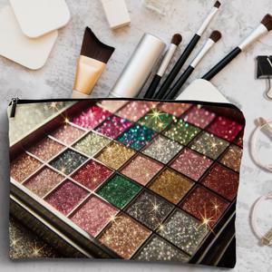 TEMU 1개 휴대용 메이크업 가방 | 반짝이는 별빛 아이섀도우 패턴, 다기능 및 재사용 가능, 지퍼 잠금, 여행 및 웨딩 파티에 적합, 화장품 및 작은 물품 보관에 완벽, 및 엄마를 위한 선물