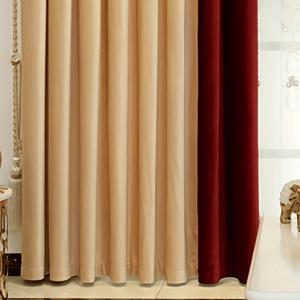 TEMU 1pc 벨벳 천 컬러 블로킹 베이지 커튼 축제 결혼식 파티 거실 홈 데코용 (창문 실 커튼 헤드 액세서리 미포함)