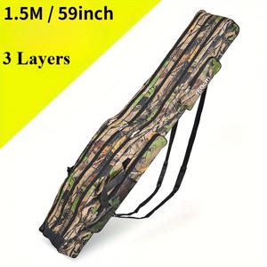 TEMU 1개 내구성 강한 3단 낚시대 보관 가방 - 릴 캐리어 정리함, 여행용으로 장비 보호 및 정리