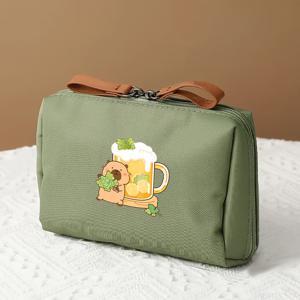 TEMU 1개 다기능 여성 메이크업 파우치, 휴대용 여행 화장품 가방, 패셔너블 카피바라 프린트 메이크업 파우치, 출장 및 여행에 이상적|파우치|화장품정리함