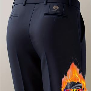 TEMU 남성용 가을/겨울용 탄성 드레스 팬츠. 신축성 있는 허리 밴드 디자인, 부드럽고 편안한 폴리우레탄 혼방 원단으로 제작. 사무실, 여행 및 사계절 주름 방지에 적합. 레그 컷, 타이거 패턴.|오피스룩