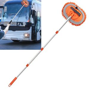 TEMU 62인치 헤비듀티 차량 세차용 대형 청소봉 - 스테인리스 스틸 핸들 & 그린 쉐닐 천 브러쉬 - RV, SUV, 트럭, 버스 청소용 - 지붕, 타이어 청소에 적합한 내구성 강한 차량 세차용 청소봉|타이어