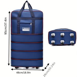 TEMU 확장 가능한 여행용 짐 가방, 바퀴가 달린 추가 대형 접이식 보관 가방, 이사 옷 이불 포장 트롤리 케이스, 여행용, 학교로 돌아가는 것