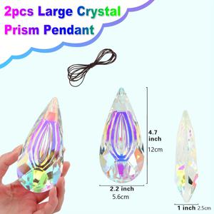 TEMU 120mm 선캐처, 대형 프리즘 창문 장식 오너먼트 메이커 펜던트 실내외 정원 생일 결혼식 발렌타인데이 여성용 선물 2개 세트