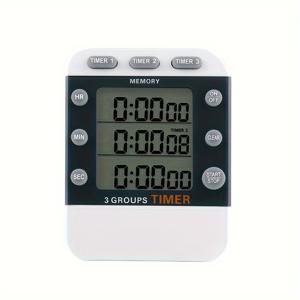 TEMU 디지털 주방 요리 타이머, 3 채널 카운트 업/다운 타이머, ON/Off 스위치 스토프 타임, 조절 가능한 볼륨 알람, 자석 백, 스탠드, 배터리 포함