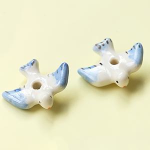 TEMU 다양한 빈티지 스타일의 장식용 구슬 세트, 공예 및 비즈 프로젝트용 실반 구멍이 있는 도자기 동물 참 장식품을 위한 수공 도자기 새 비즈