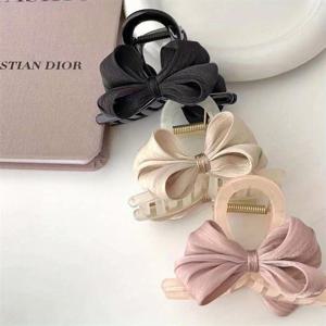 TEMU 여성용 헤어클립 3개 세트 - 리본 헤어클로우, 얇고 두꺼운 곱슬머리용 바나나 클립, 강력 고정 턱클립, 패션 헤어크랩, 프렌치스타일 헤어클립, 빈티지 플라스틱 헤어 액세서리 장식