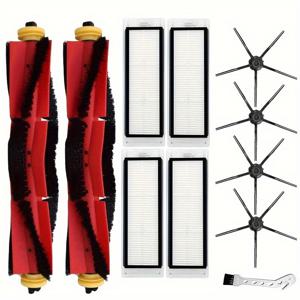 TEMU 샤오미 로보락 진공청소기용 11개 세트 내구성 교체 키트 - 2개의 메인 브러시, 4개의 HEPA 필터, 4개의 사이드 브러시 및 도구 포함 - E4, S4, S45, S5, S6 시리즈 호환, 바닥 청소 부착물|기능적인 청소 도구|주름 필터 디자인, 가정용 진공청소기