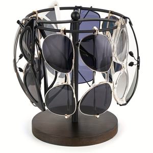 TEMU 패션 안경 정리대, 메탈 프레임과 우드 베이스, 최대 12쌍의 안경 보관 및 디스플레이용 안경 거치대, 테이블, 화장대, 책상, 침실용, 걸이형 보석 정리함