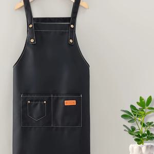 TEMU 블랙 조절식 어깨끈 앞치마, 고품질 캔버스 앞치마, 주방용 허리 앞치마, 베이킹 앞치마, 통기성 좋고 편안한, 커피용 허리 앞치마, 꽃집 작업복, 미용 및 네일 아트 가운